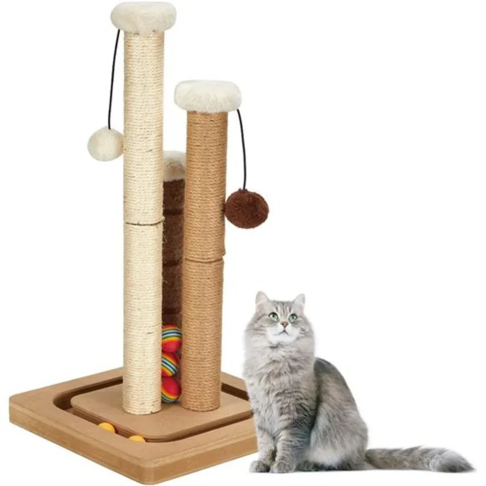 Cat Scratching Post Premium Natural Sisal Jute Carpet 3 Scratch Posts